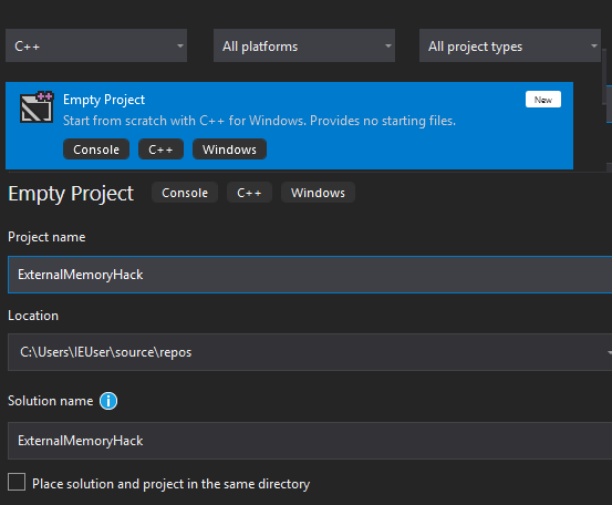 C++ Empty Project