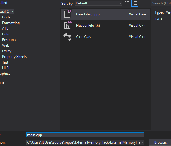 Visual Studio Add File